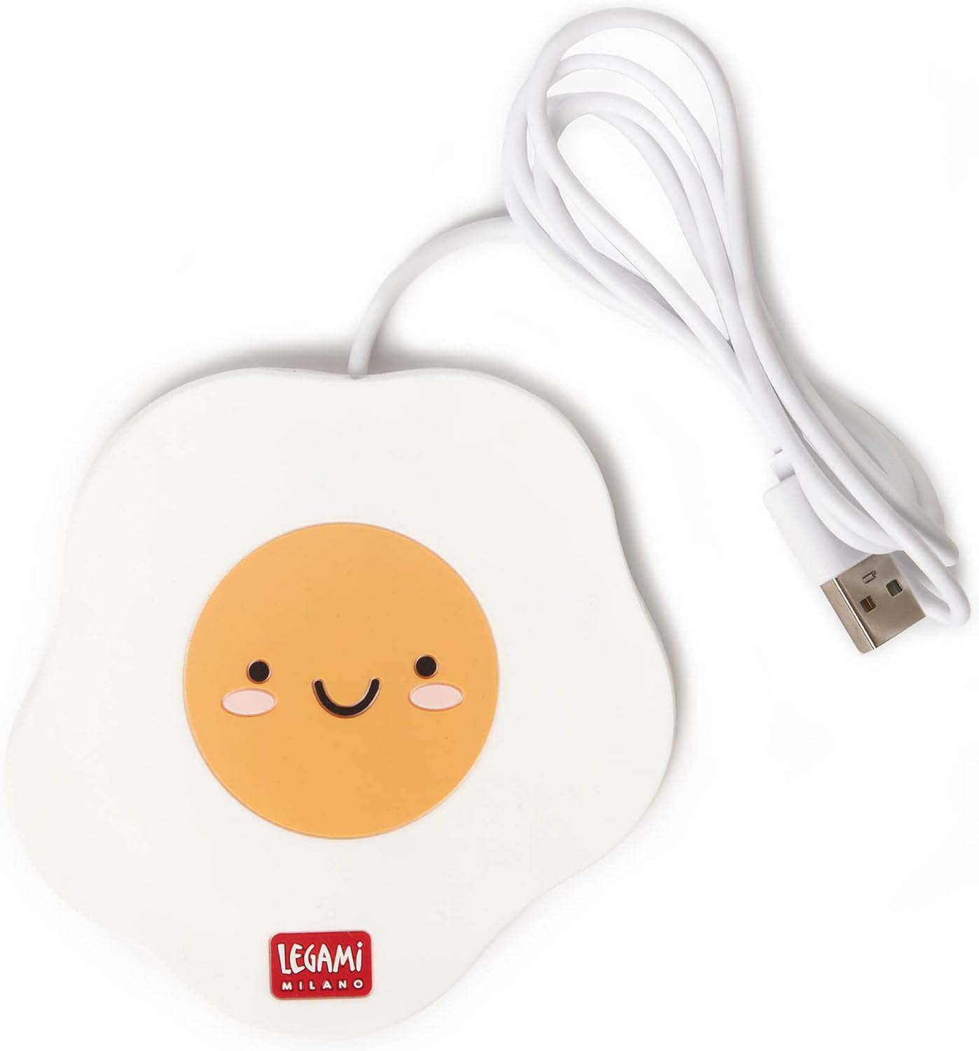 Legami - USB Cup Warmer, Keeps Drinks Warm, Ideal for Flat Bottom Cups and Cups, USB Port, Egg Theme
