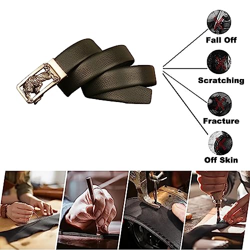 Men's Ratchet Dress Belt With Engraved Tiger Automatic Buckle & Crocodile Pattern Leather Strap3