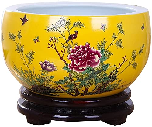 Vase coloré en céramique jaune design chinois sans plateau