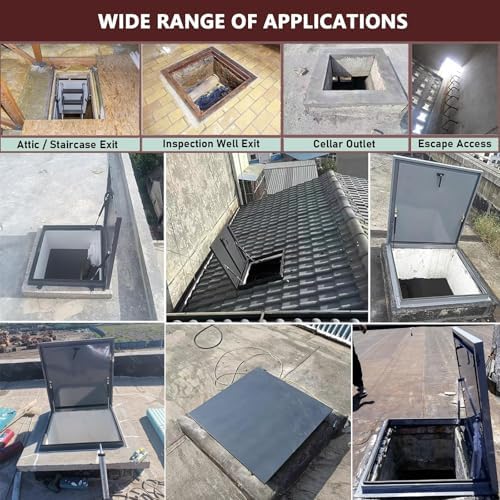 Heavy-Duty Roof Hatch, Metal Emergency Access Door for Home & Industry, Weatherproof Attic Cover, Secure Basement Vent Lid - 90x90cm (35.4x35.4in)