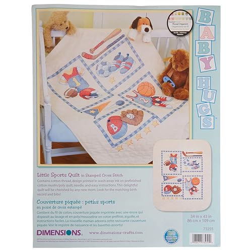 Dimensions Stamped Cross Stitch 'Little Sports' DIY Baby Quilt, 34" x 43"