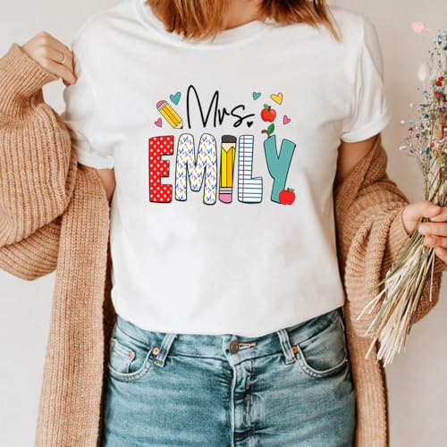 Custom Teacher Shirt, Personalized Teacher Shirt with Name, Teacher's Gift for Women, Her, Colleagues, Back to School Gifts for Teachers, Birthday, Christmas Design 23