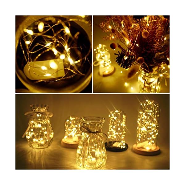 FELISHINE Lichterkette mit 20 LEDs, batteriebetrieben, silberfarbener Kupferdraht, Sternenlichterkette für Heimwerker… – Bild 3