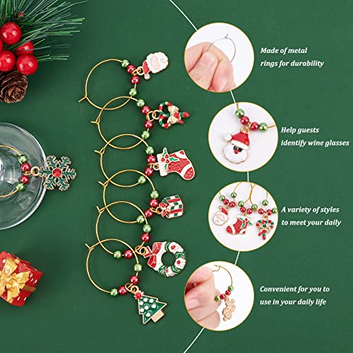 Benecreat 24 Sets Christmas Theme Wine Glass Charms, Drink Markers Tags With 12 Style Pendants, Beads And Hoop Earrings For Cocktail Champagne Party Favors Decoration #TOP3
