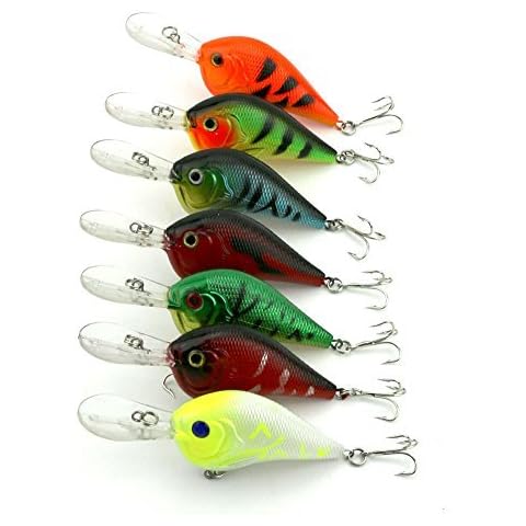 LENPABY 7pcs Deep Diving Crankbait Fishing Lures for Pike & Bass & Salmon Walleye 9.5cm/3.34"/11.2g Cover