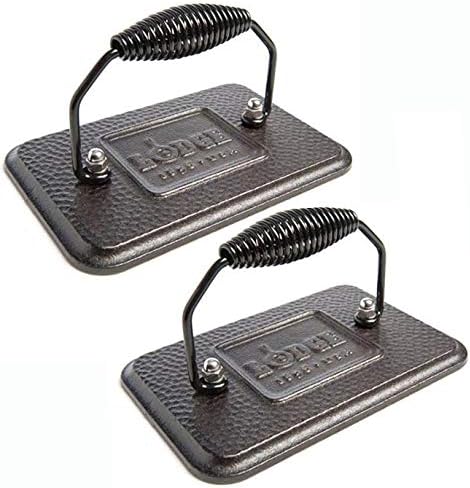 LodgeLogic Pre-Seasoned Rectangular Cast-Iron Grill Press (