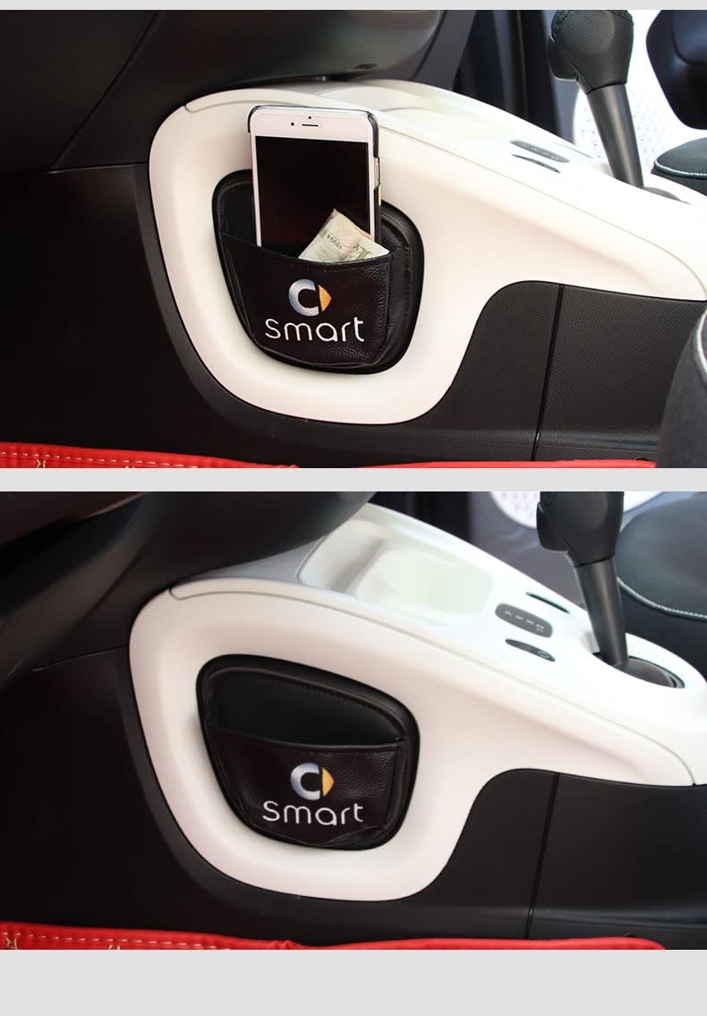 KOUNNENA Organizer z kieszenią boczną do Smart 453 451 Fortwo Forfour, skórzana torba do przechowywania samochodu, kieszenie na fotel samochodowy, portfel, telefony komórkowe, klucze, karty, monety