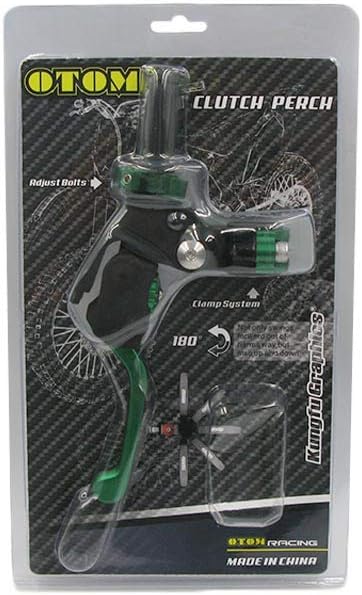 OTOM Universal Motorcycle Aluminum 7 Gear Foldable Clutch Lever Adjustable Handle Clutch 7/8" 22mm for Dirt Bike Mini Bikes ATV Scooter (Green)