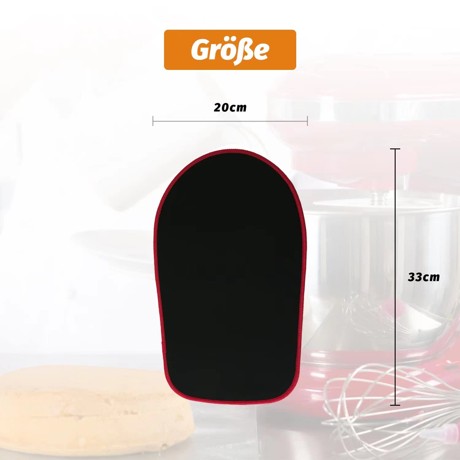 Tappetino Scorrevole Eucteje Per Planetaria KitchenAid 4,5-5 L – Base Antiscivolo In Gomma E Tessuto, Nero/rosso