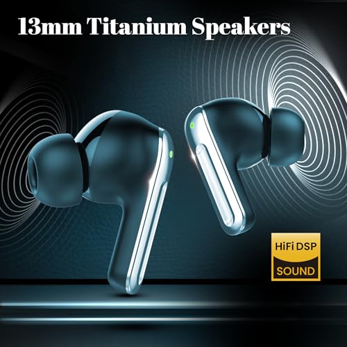 truke Mega 9 New Launch True Wireless in Ear Earbuds W/ 24-Bit Lossless Spatial Audio, 70H Battery Fast Charge Ear Buds, Leather Finish, 13mm Speakers TWS, 40ms Ultra Low Latency, 4Mics ENC