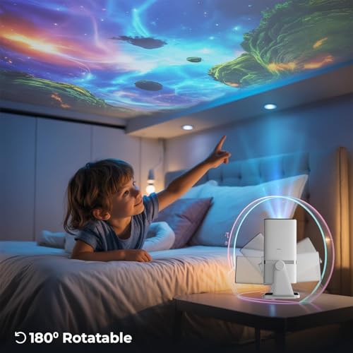 Image of BIGASUO Yuva Go Plus, Full HD 1080p Native, Android /iOS Smart Home Projector 4k Ultra HD, Rotatable Design, Auto & 4D Keystone, etc, WiFi 6 & BT, Screen Mirroring (BGP25)