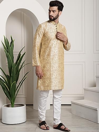 Image of SOJANYA (Since 1958 Men's Silk Blend Printed Kurta and Churidar Pyjama Set