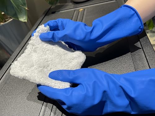 Image of Natural Rubber Household Gloves - Reusable & Waterproof for Cleaning, Dishwashing, Kitchen & Bathroom Use - Comfortable Fit with Non-Slip Grip - Durable & Long-Lasting (Blue, 15 Pair)