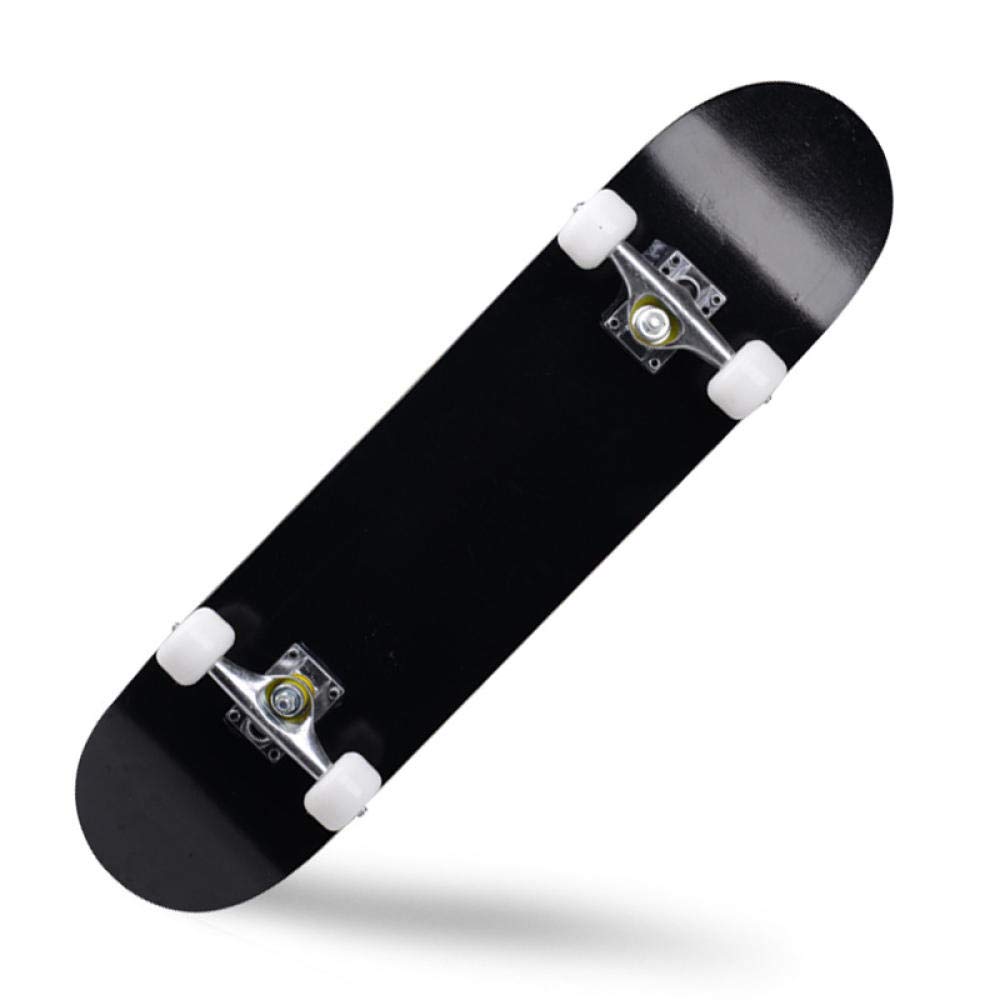 Skate Gris Negro Simple Skateboard 80x20 cm 7 Capas de Madera de Arce con Rodamientos ABEC-7 Skateboard Niña Monopatin Niños Skate Completo Adecuado para Principiantes Adulto Longboard