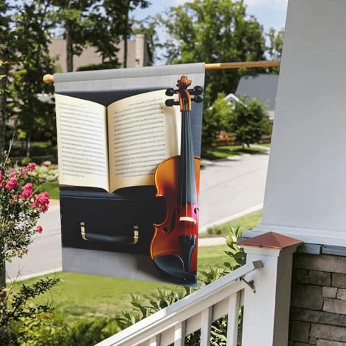 Drapeaux décoratifs extérieur violon double face, décoration de jardin durable