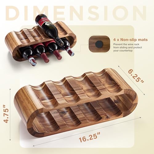 BLUEWEST Wooden Countertop Wine Rack – 8-Bottle Acacia Wine Holder Stand – Freestanding Wine Storage – Great for Home Decor No Assembly Required - Image 4