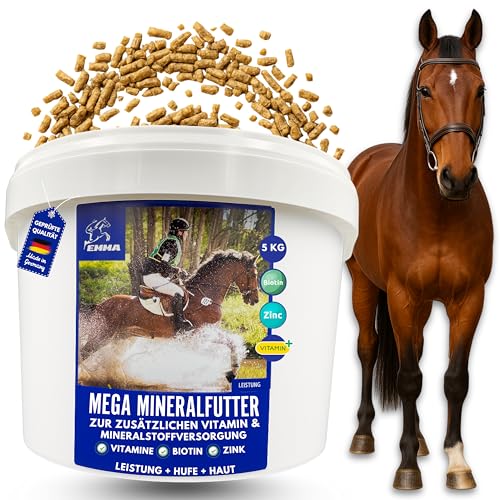 Vitamine Minerali Cavalli mangime cavalli Complesso mangimi supplementari B-vitamine e A,E,C,D, biotina, zinco, selenio, lievito di birra, crescita degli zoccoli e pelo lucido, senior 5 Kg