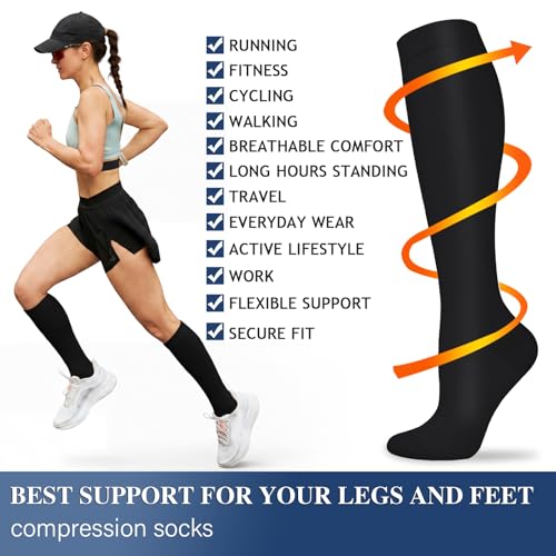 Image of Sooverki Compression Socks for Women and Men Circulation (3 /4 Pairs) is Best Support for Running Athletic Cycling Hiking
