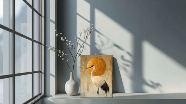 Amazon.com: Japanese Zen Crane Wall Art Luxury Elegant Golden Red