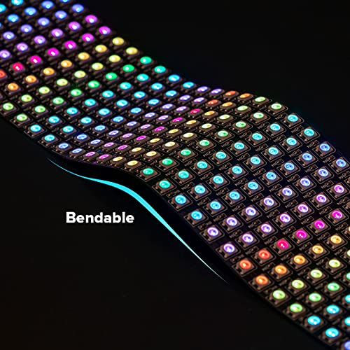 Image of SEZO 2 Pack LED Matrix WS2812B RGB 5050SMD 8x32 256 Pixels Digital Flexible Individually Addressable Screen for Arduino LED Programmed Screen Image Full Color Lighting DC5V