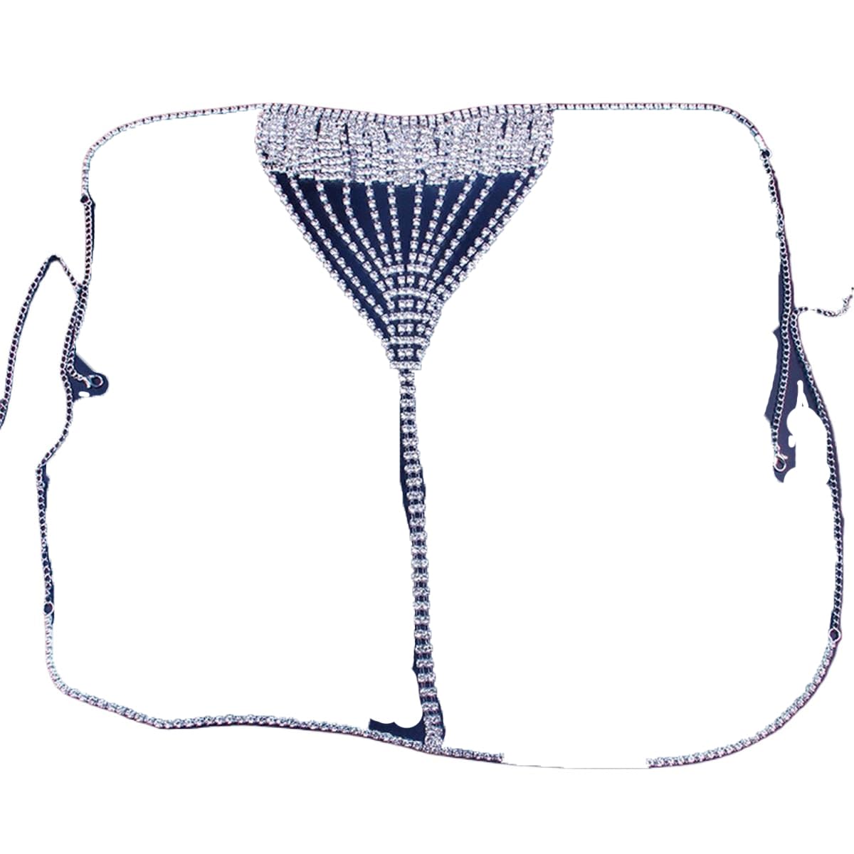 Diamond Panties Chain Underwear chain Body Chain Sparkly Rhinestone Crystal Bikini Jewelry Woman Sexy Nightclub Clothing (Silver)