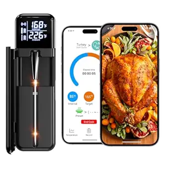 Smart Wireless Meat Thermometer,Digital Cooking Thermometer with Dual High-Accuracy Sensors,Ceramic Heat-Resistant Probe, Instant Read LCD & App Control for Kitchen,BBQ,Oven,Grill,Air Fryer