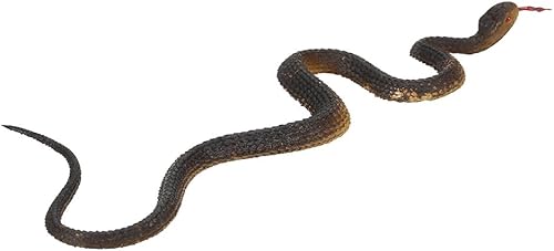 Miniatura 3 de Goolsky Simulación Serpiente de caucho negro imitación serpiente jardín Props juguete divertido complicado (marrón)