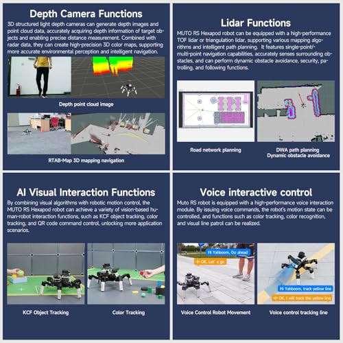 Image of Yahboom ROS2 Robotics Programming Develop Six-Legged Robots Raspberry Pi AI Large Model Voice Module, LiDAR, Servos,Supports SLAM Mapping Navigation