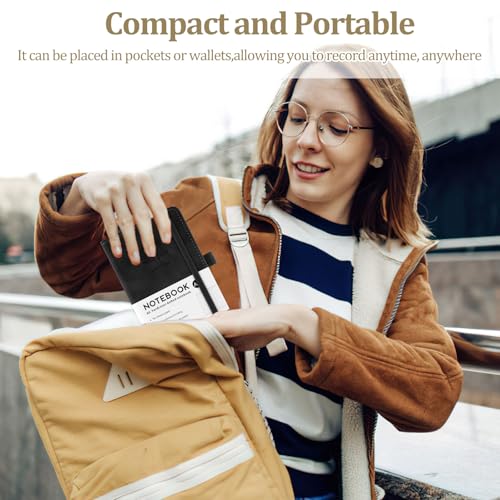 Hopton Notizbuch A6, 3 Stück Notizbücher Set,192 Seiten, 80 g/m², Leder Notizblock Liniert, Notizbüch Klein, Journal Buch, Reisetagebuch, Prägebaum Design (Schwarz)