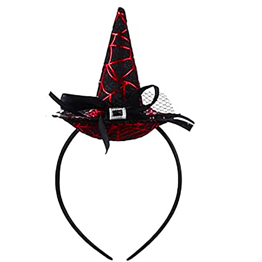 Halloween Witch Hat Headbands Magic Party Hairband Festival Funny Cosplay Hair Accessories for Women (Red, normal)