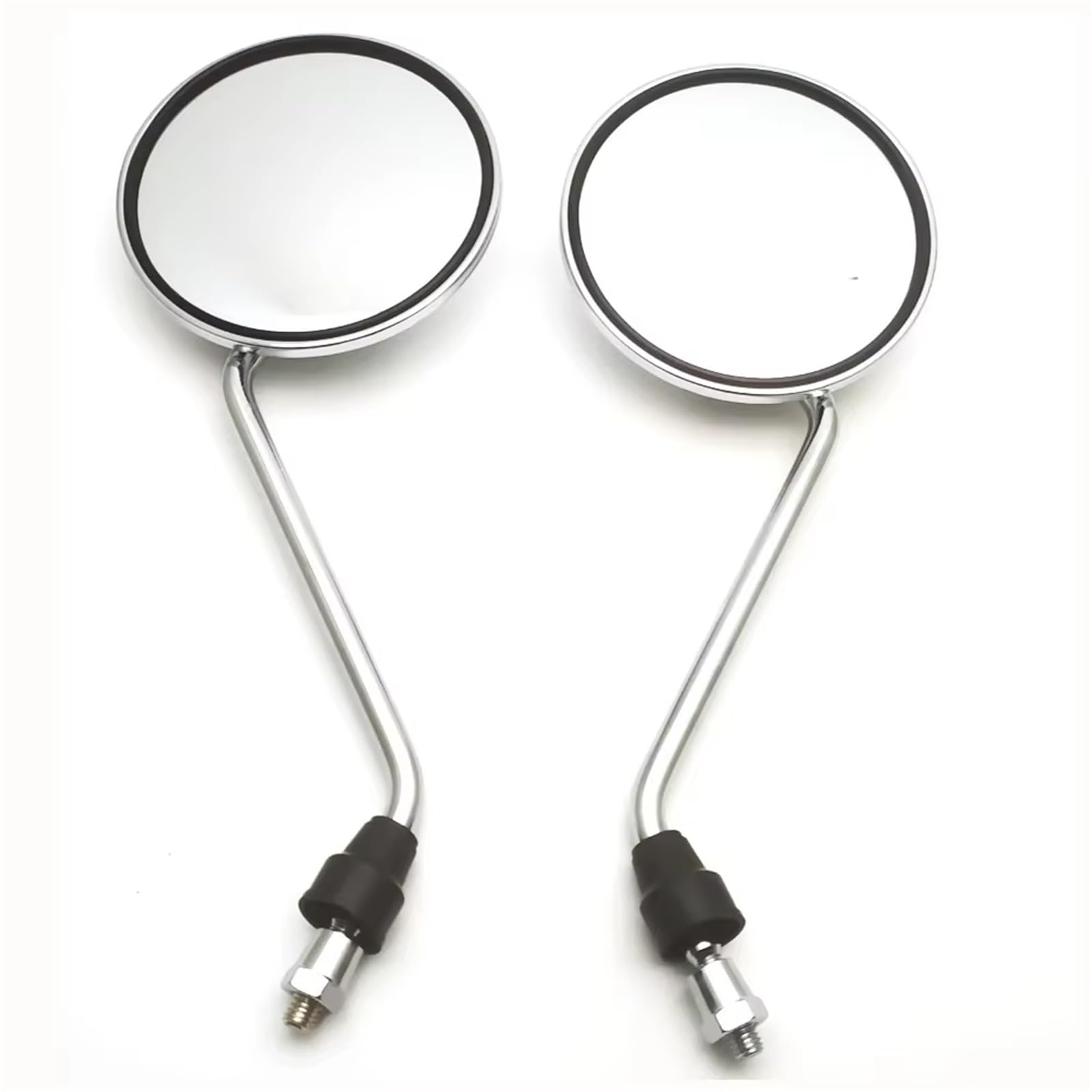 Espejos Retrovisores Moto Par Espejos retrovisores universales para Motocicleta cromados en Plata con Rosca 8 mm, Estilo Retro Redondos ovalados y convexos Espejo Retrovisor Moto