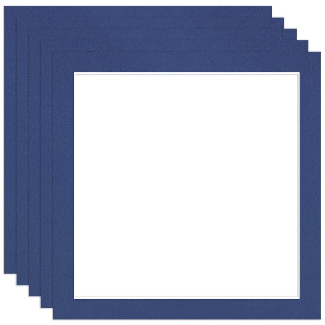 Procut Global 12x12" Blue Picture Mounts to Fit 10x10" Aperture - Precision Cut Cardboard Photo Mount - Ideal for Frames, Prints, Artwork & Certificates - Sizes & Colours Available - 5 Pack