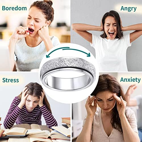 Supcare Anxiety Relieving Fidget Ring Custom Engraved Name Ring Personalized Finger Jewelry with Any Text You Want - 2