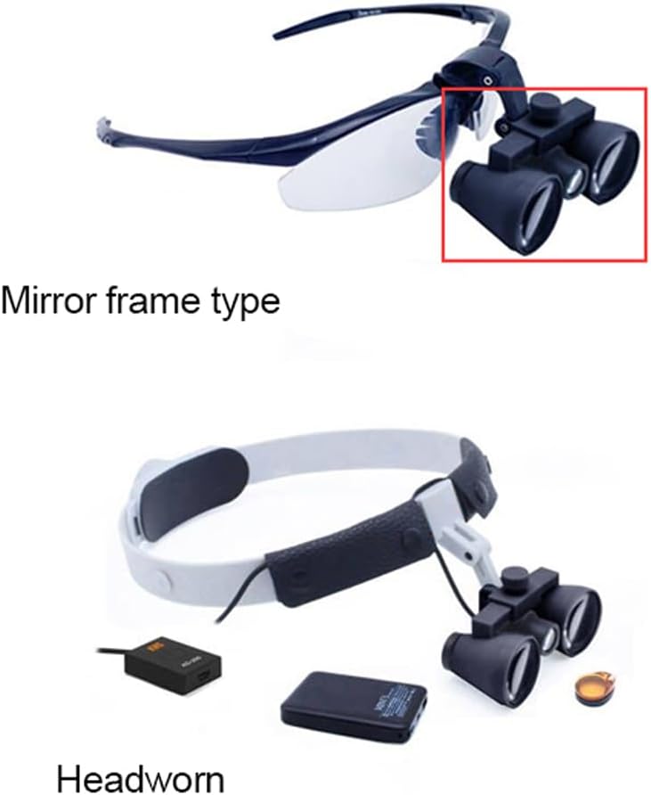 2.5X340mm Head Magnifier with 3W Sopt LED Light Binocular Loupes Headband Adjustable Integrated Lighting Magnifying Optical Glass FD-503G-9
