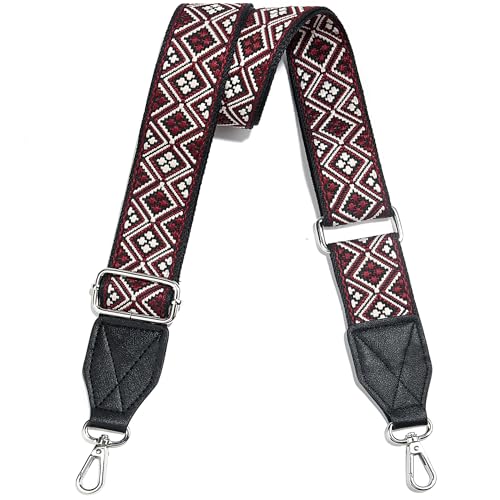 Image of Purse Strap,1.5 inch Leather End Shoulder Strap Adjustable Replacement,Retro Multi-Pattern Crossbody Bag Straps