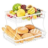 Design Démontable pour une Utilisation Flexible: La corbeille à fruits est composée de paniers amovibles, faciles à assembler et à séparer. Vous pouvez l'utiliser comme une étagère à deux niveaux ou comme deux paniers indépendants. Les pieds surélevés maintiennent les fruits propres et assurent un excellent équilibre. Parfait pour le rangement des fruits et légumes!