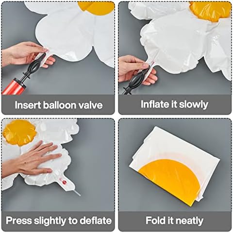 PartyWoo Daisy Balloons, 8 pcs Foil Flower Balloon Different Sizes Pack, Balloons for Daisy Balloon Garland as Party Decorations, Birthday Decorations, Wedding Decorations, Baby Shower Decorations