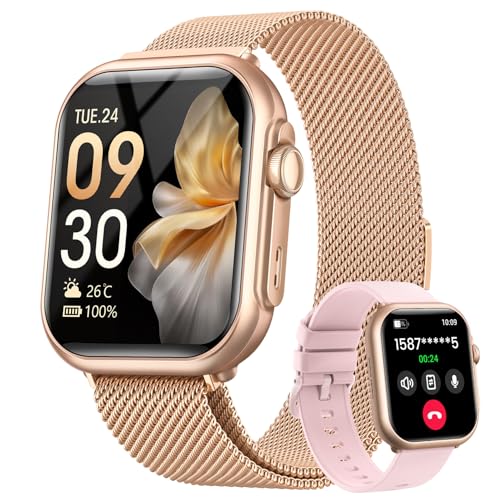 Image of Smart Watches for Women Android & iPhone, 1.85 inch Smartwatches Fitness Tracker Watch with Bluetooth Calls, IP68 Waterproof, Heart Rate /Sleep /SpO2 Monitor, 120 Sport Modes, 30 Day Battery Life 2 Bands