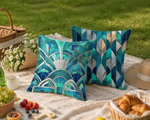 Housse coussin extérieur imperméable avec fermeture éclair lot de 2 - 3