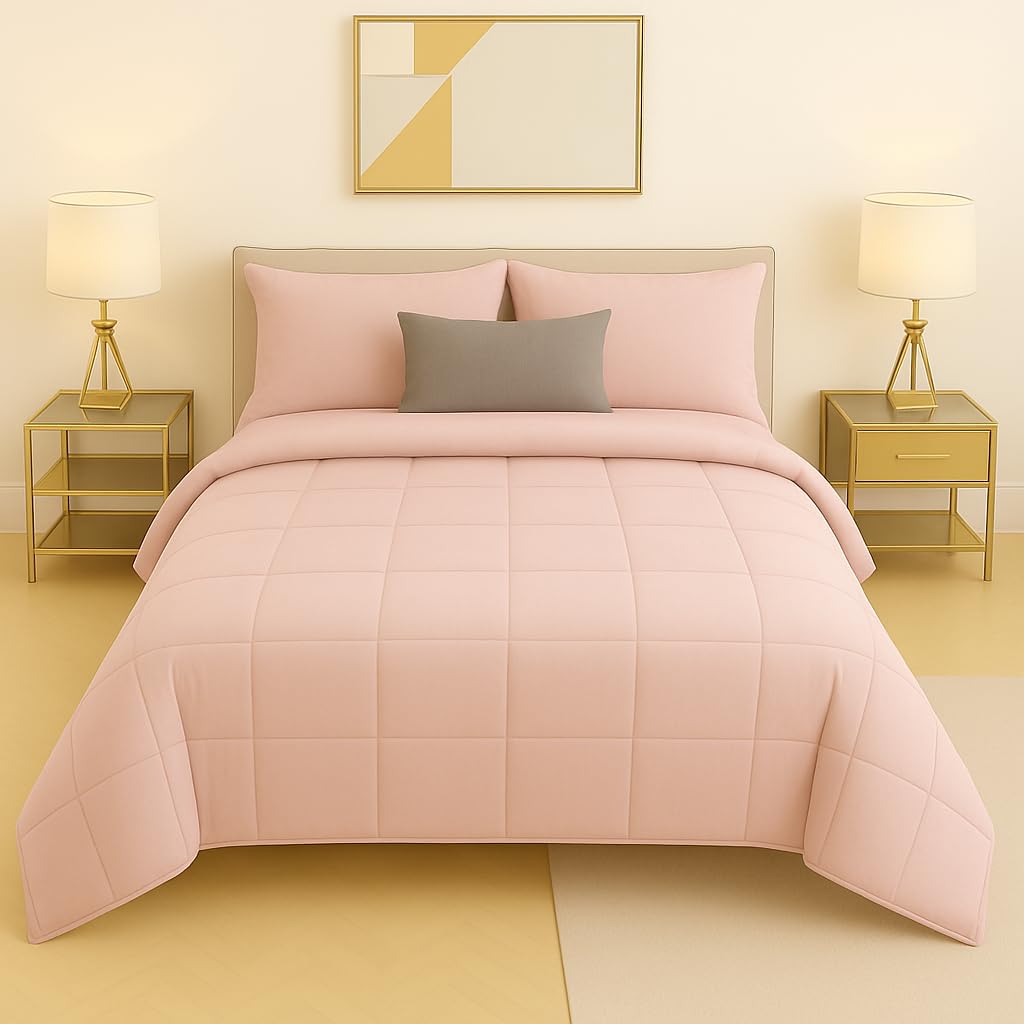 Master House Trapunta Piumone Matrimoniale Singola Piazza 1/2 in Morbido e Caldo Velluto per Camera da Letto Elegante e Confortevole (Cipria, Singola 160x260cm)