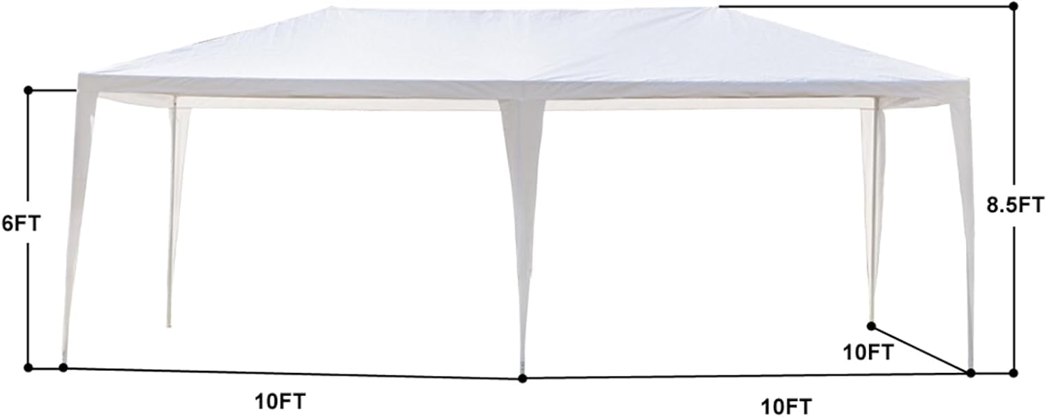 10'x20'Party Canopy Tent, Outdoor Tent with 4 Removable Sidewalls, Waterproof Shelters Gazebo for BBQ, Birtheday Party, Wedding, Events, Backyard, Garden and Patio (10'X20'+4 Sides White)