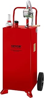 VEVOR 30 Gallon Fuel Caddy, Fuel Storage Tank on 2 Wheels, Portable Gas Caddy with Manual Transfer Pump, Gasoline Diesel Fuel Container for Cars, Lawn Mowers, ATVs, Boats, More, Red