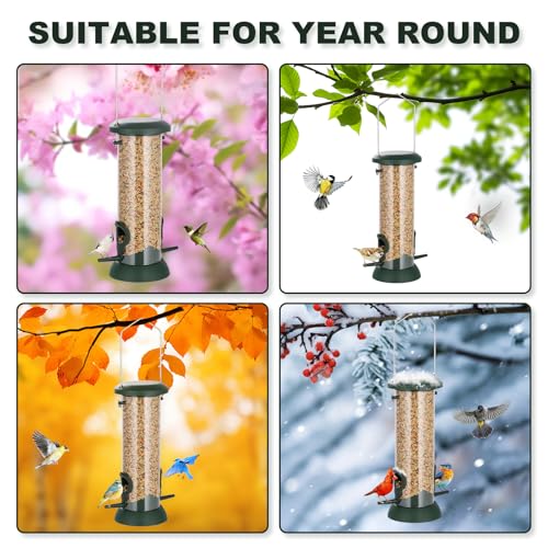 image for FEED GARDEN 2 Pack Tube Bird Feeders for Outdoors Hanging, Premium Har