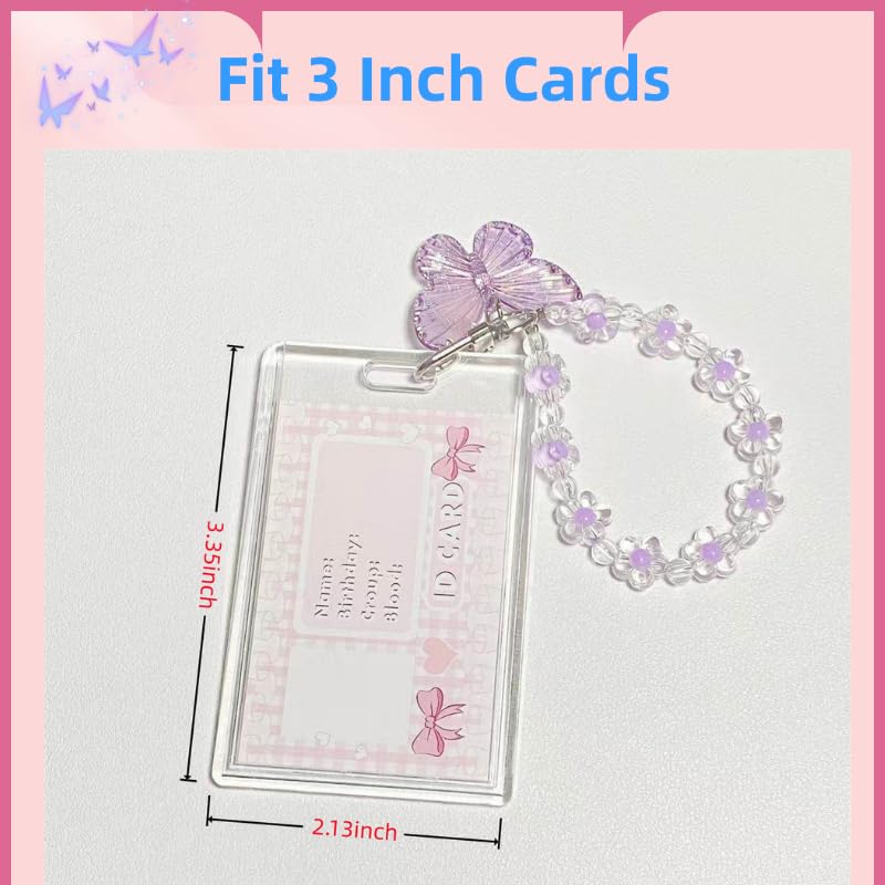 Acrylic Butterfly Kpop Photocard Holder with Keychain, Cute Clear Photo Card Holder for Album Cards, Credit or Bank Cards and ID Badges, Protective Photocard Holder for Display Daily Carry