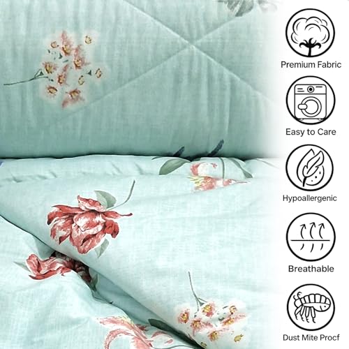 Image of MORADO Glace Cotton AC Comforter /Blanket /Quilt for Double Bed | Ultra Soft & Lightweight | All Season Reversible Comforter | Cozy Bedding for Home & Hotel|Size 90x100 Inches,Lavender & Floral,Double