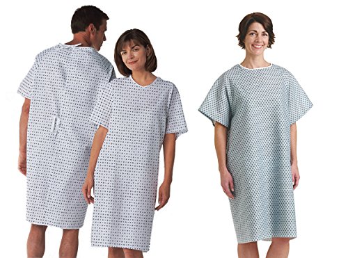 BHMEDWEAR Traditional Adult Unisex Hospital Gowns 4-pack (Star Blue/Demure White)
