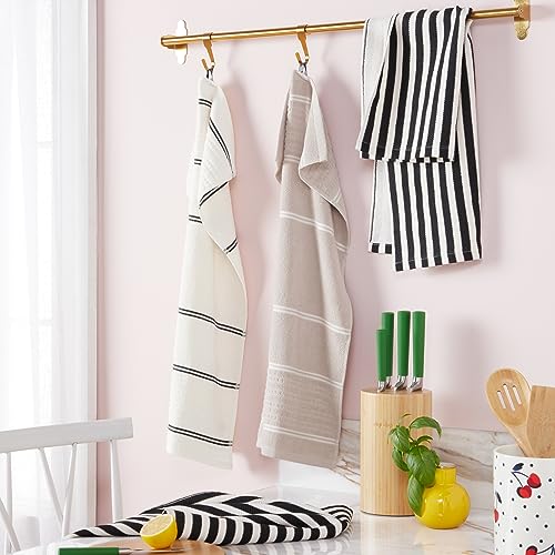 Kate-Spade-New-York-Botanical-Stripe-Kitchen-Towels-4-Pack-Set-Absorbent-100-Cotton-BlackBeige-17×28 Kate Spade New York Botanical Stripe Kitchen Towels 4 Pack Set Absorbent 100 Cotton BlackBeige 17×28