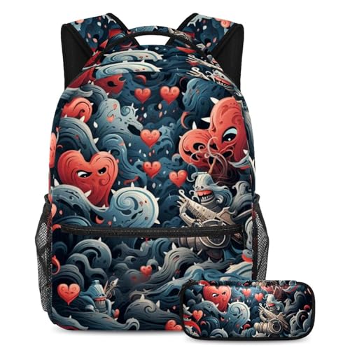 Sac à dos Fight for Red Heart grand format pour soulager le dos et organiser les fournitures
