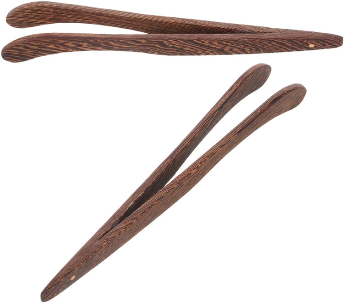 Wooden Tea Clamp 2pcs Coffee-finish Tea Ceremony Tongs