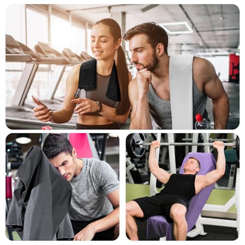 HOMIKLSA Mikrofaser Handtuch 3 Set - Groß 200×100cm & 2 Klein 80×40cm, Schnelltrocknend Microfaser Sporthandtuch, für Reisehandtuch, Badetuch, Fitness & Sport Handtücher und Strandtuch (Schwarz)
